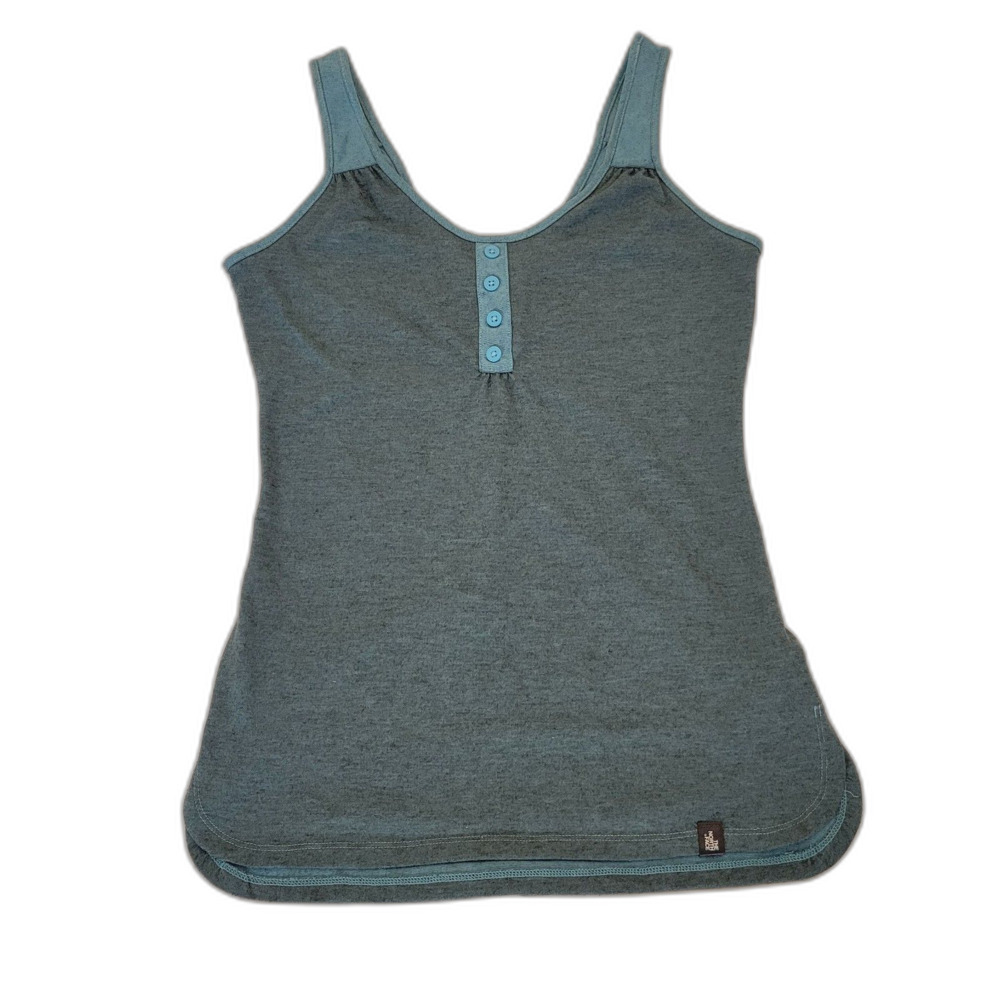 The North Face Scoop Neck Henley Tank Top Heathered Blue Grey Teal Size S
